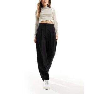 ASOS DESIGN Women's Black Tailored Tapered Pants Size US 10 Soft Pull-On